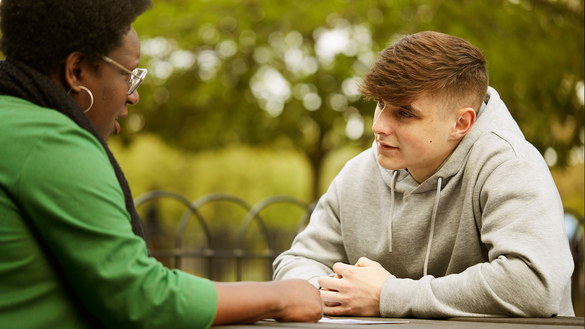 young person talking to trusted adult